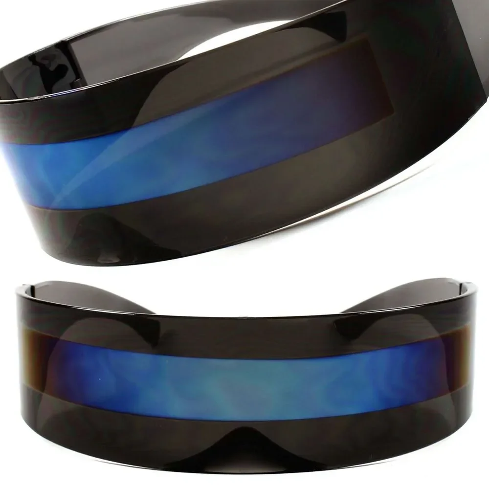 Blue Lens Futuristic Robot Visor Sunglasses Cosplay Costume